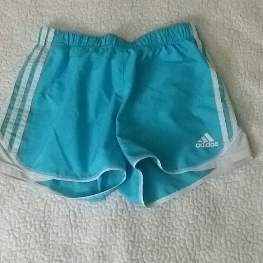 Blue and white addias shorts